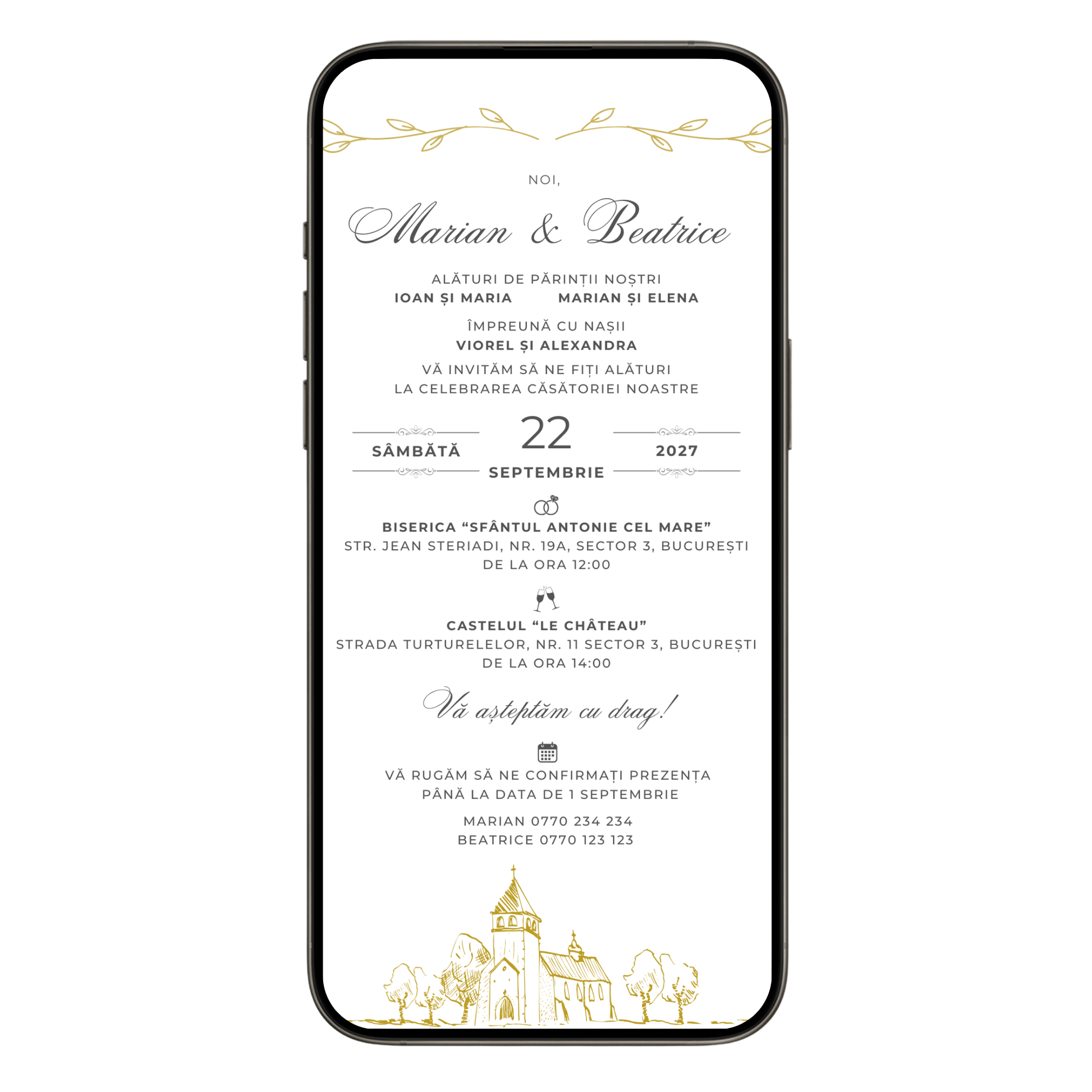 Invitatie Nunta Wedding Bells, Format Digital
