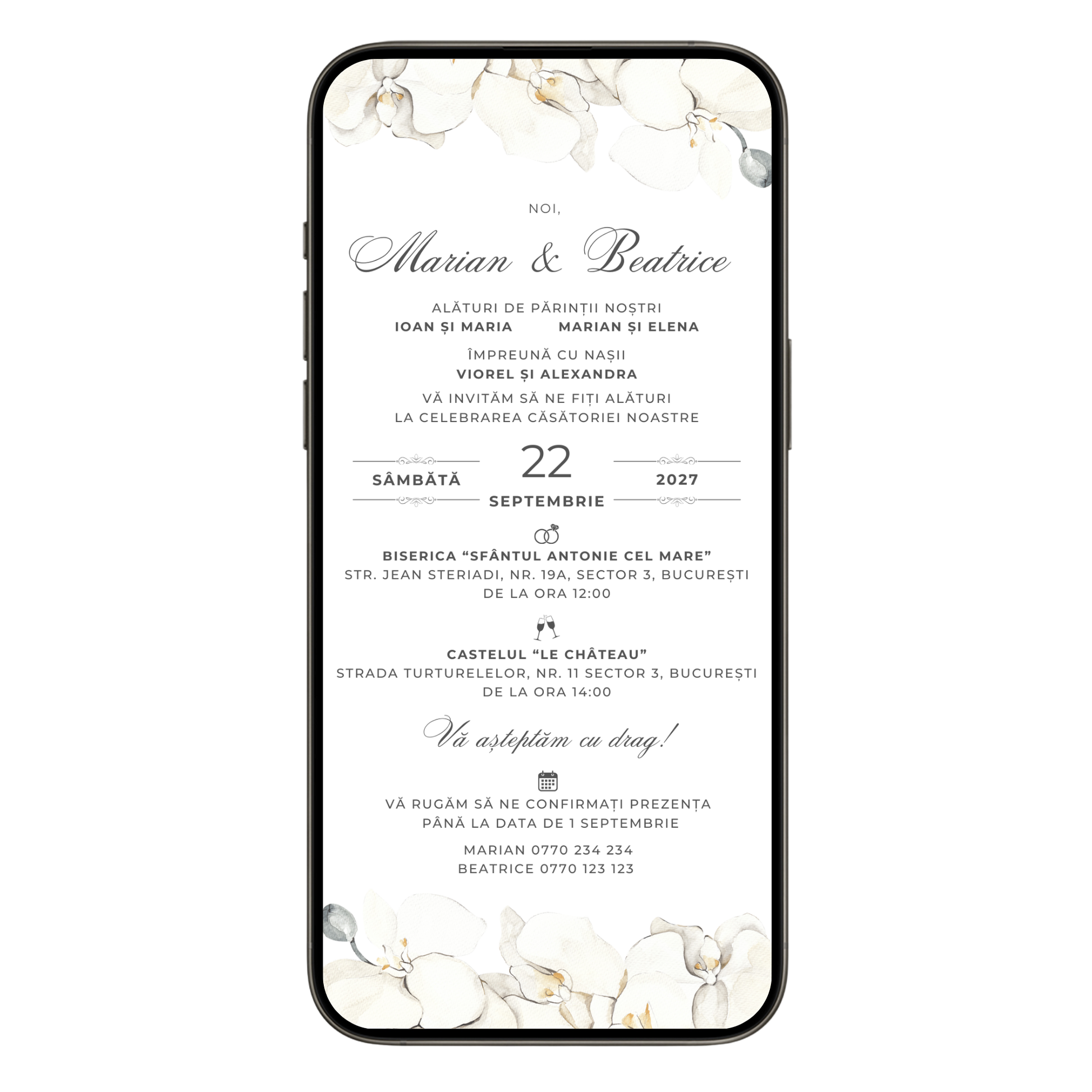 Invitatie Nunta White Harmony, Format Digital