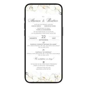 Invitatie Cununie Civila White Harmony, Format Digital