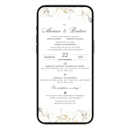 Invitatie Cununie Civila White Harmony, Format Digital