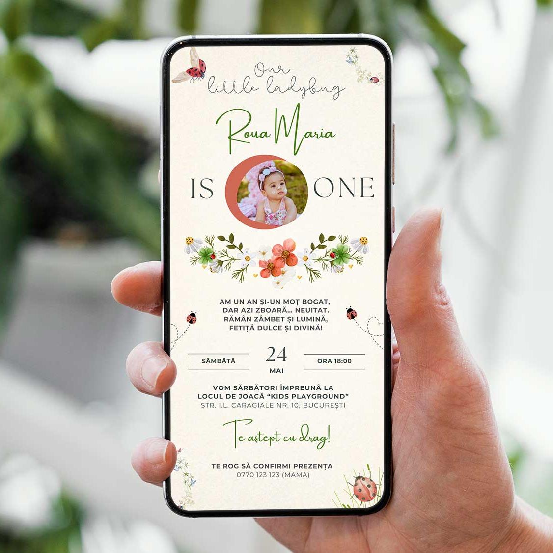 Invitatie Taierea Motului - Turta, Buburuze Vesele, Format Digital