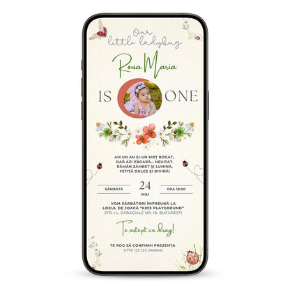 Invitatie Taierea Motului - Turta, Buburuze Vesele, Format Digital