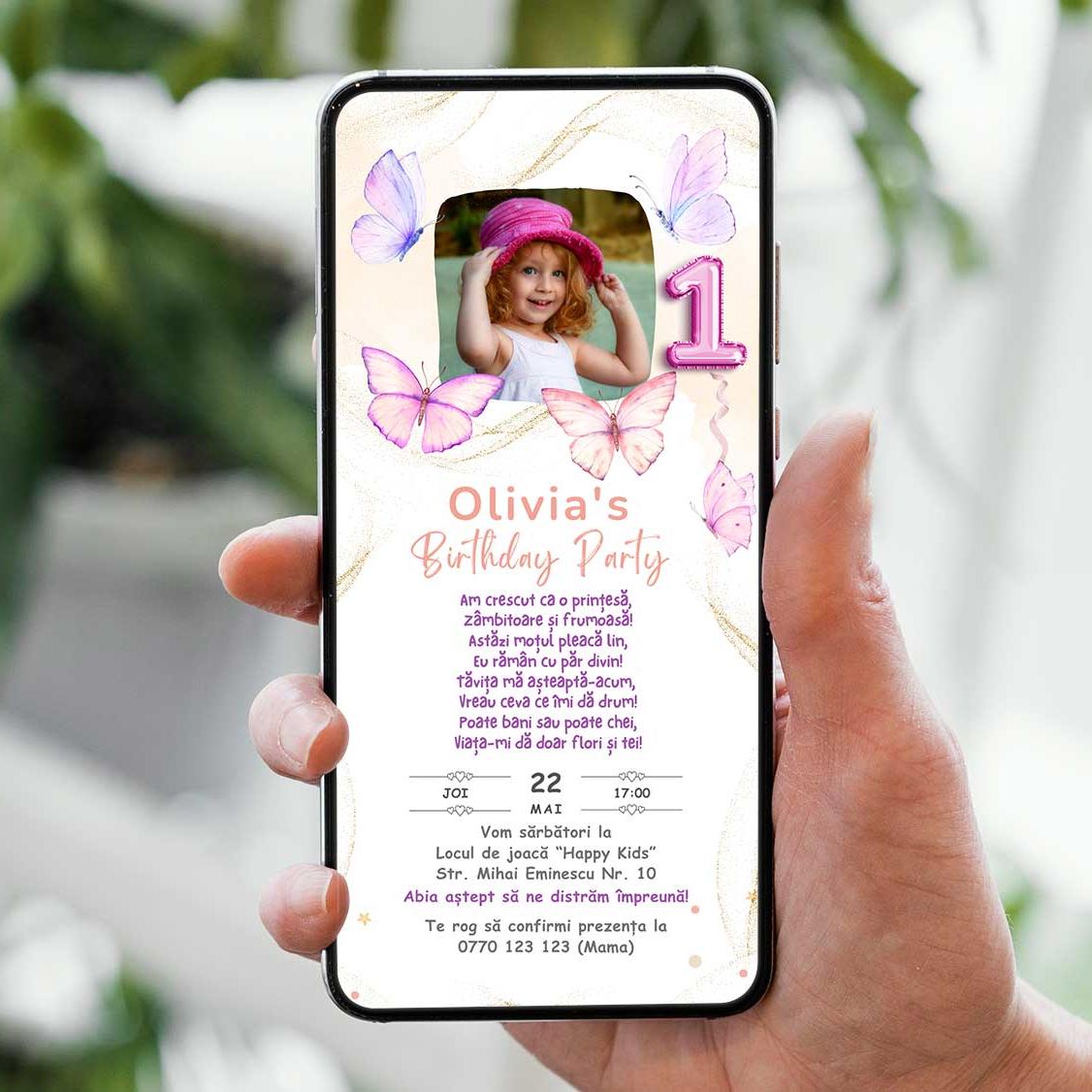 Invitatie Taierea Motului - Turta, Golden Butterfly, Format Digital-BalloonEvents.ro