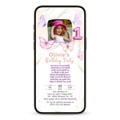 Invitatie Taierea Motului - Turta, Golden Butterfly, Format Digital-BalloonEvents.ro