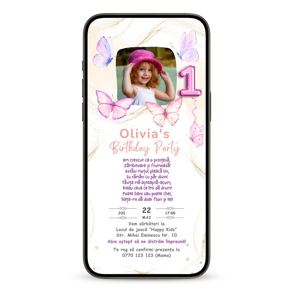 Invitatie Taierea Motului - Turta, Golden Butterfly, Format Digital-BalloonEvents.ro