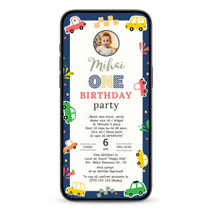 Invitatie Taierea Motului - Turta, Masinute Vesele, Format Digital-BalloonEvents.ro