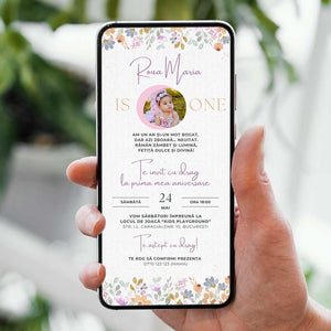Invitatie Taierea Motului - Turta, Pastel Flower, Format Digital-BalloonEvents.ro