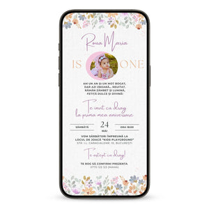 Invitatie Taierea Motului - Turta, Pastel Flower, Format Digital-BalloonEvents.ro