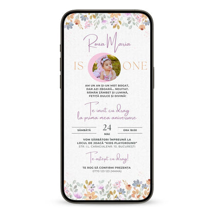 Invitatie Taierea Motului - Turta, Pastel Flower, Format Digital-BalloonEvents.ro