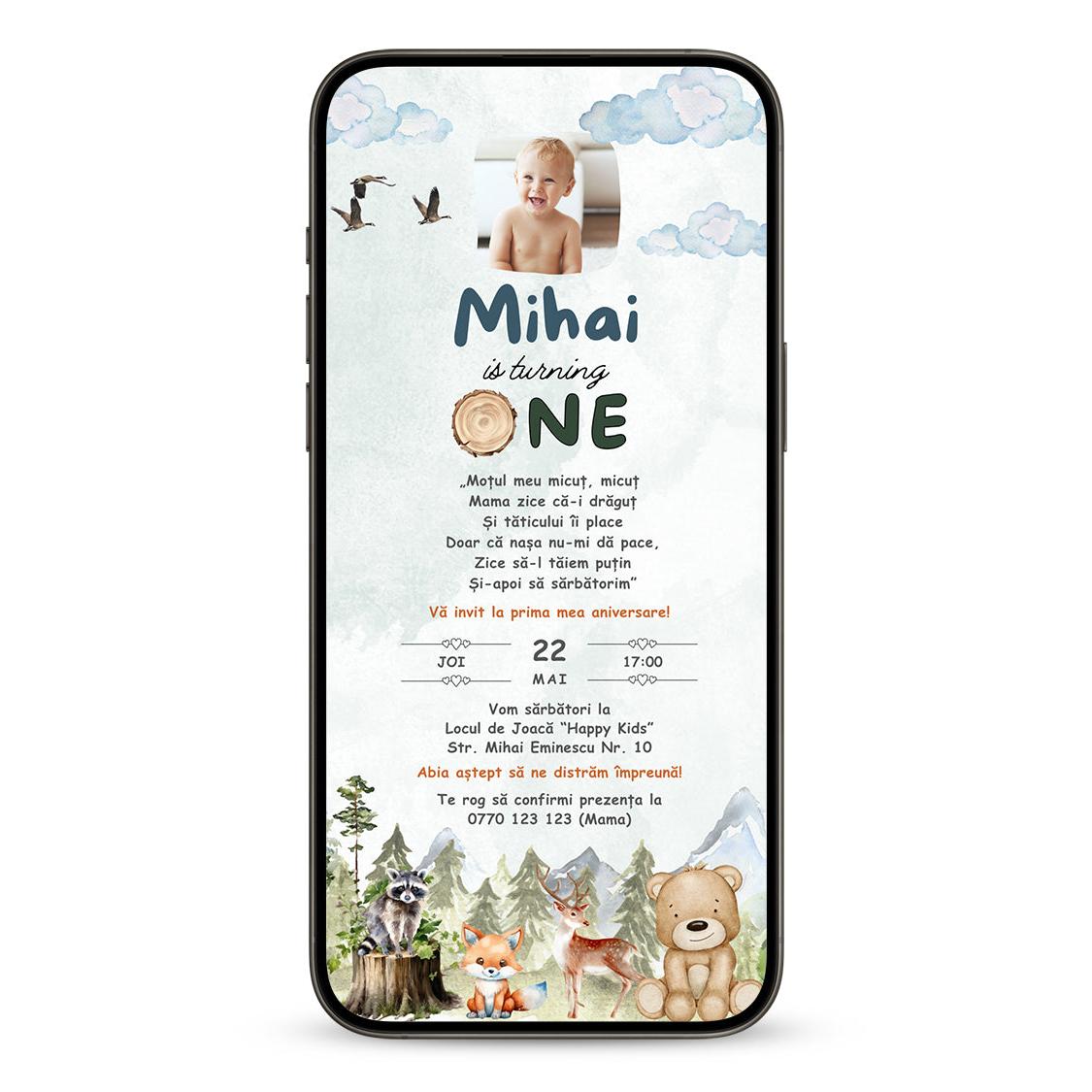 Invitatie Taierea Motului - Turta, Sweet Forest, Format Digital-BalloonEvents.ro