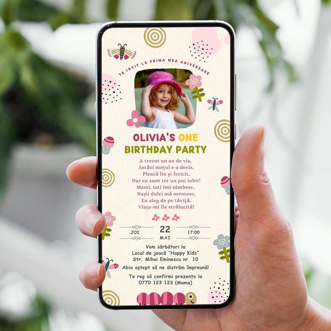 Invitatie Taierea Motului - Turta, Sweetie Butterfly, Format Digital
