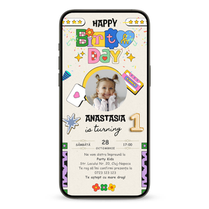 Invitatie Zi De Nastere Animata GIF, Happy Princess-BalloonEvents.ro