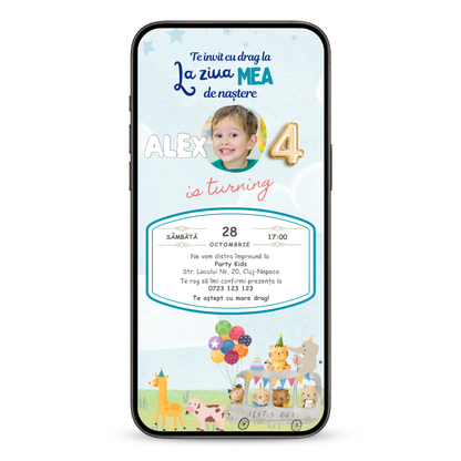 Invitatie Zi De Nastere Animata GIF, Let*s Go-BalloonEvents.ro