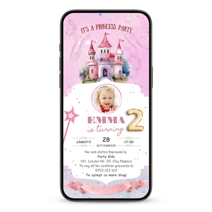 Invitatie Zi De Nastere Animata GIF, Princess Party-BalloonEvents.ro