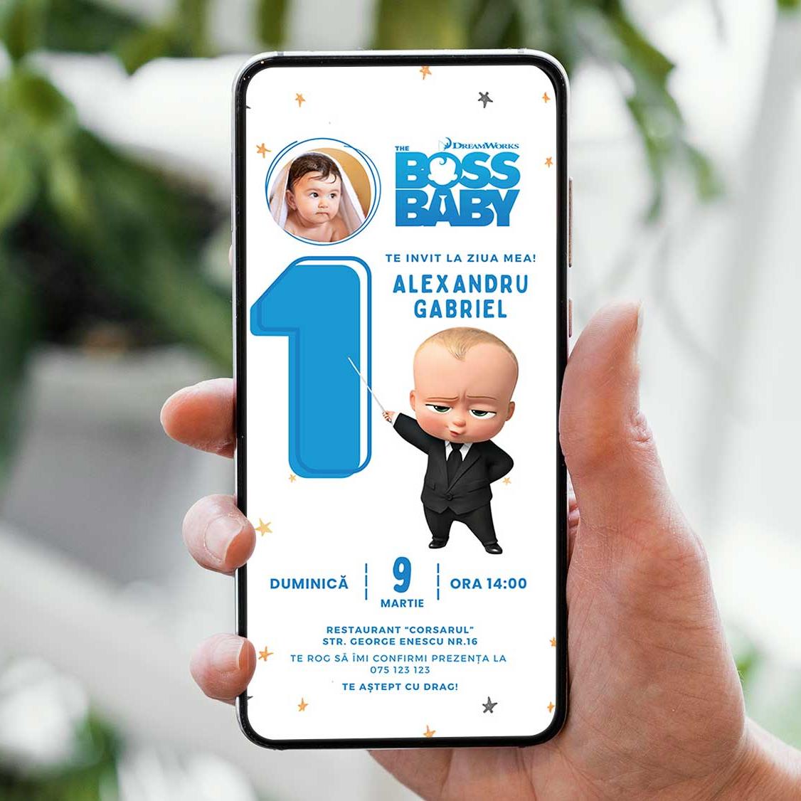 Invitatie Zi De Nastere Baby Bo$, Format Digital