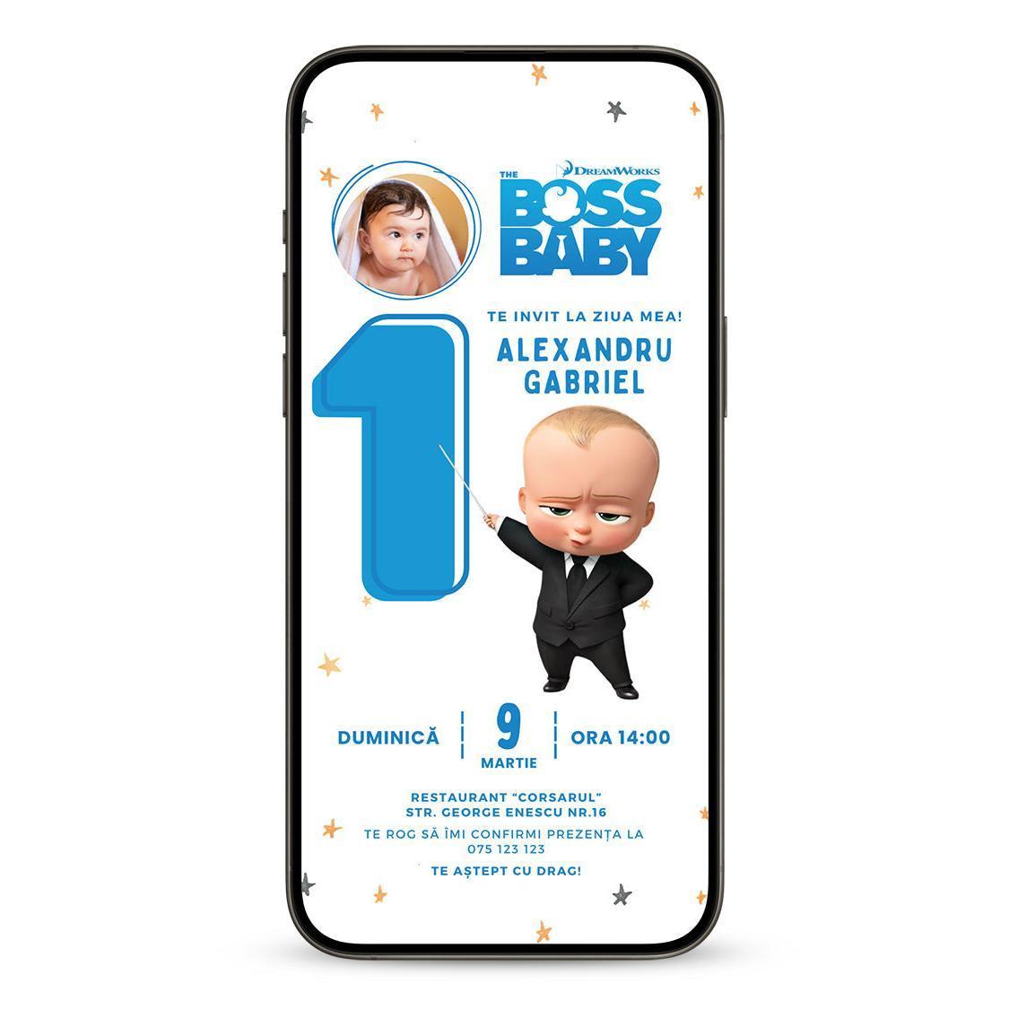 Invitatie Zi De Nastere Baby Boss, Format Digital-BalloonEvents.ro