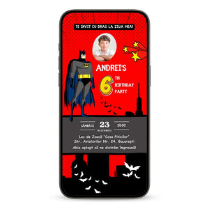 Invitatie Zi De Nastere Batman, Format Digital-BalloonEvents.ro