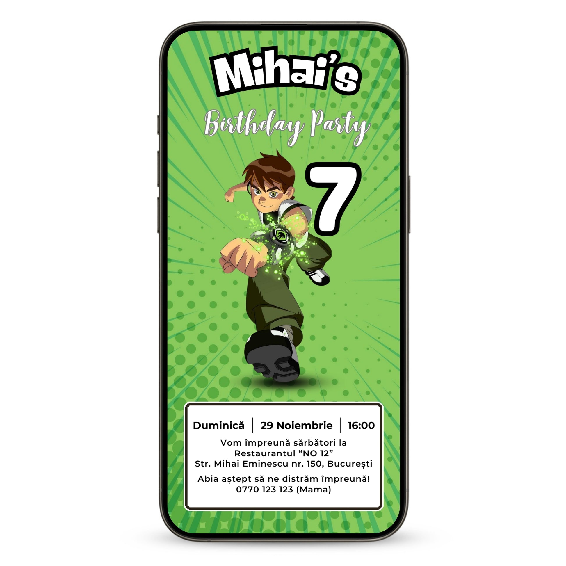 Invitatie Zi De Nastere Ben 10, Format Digital