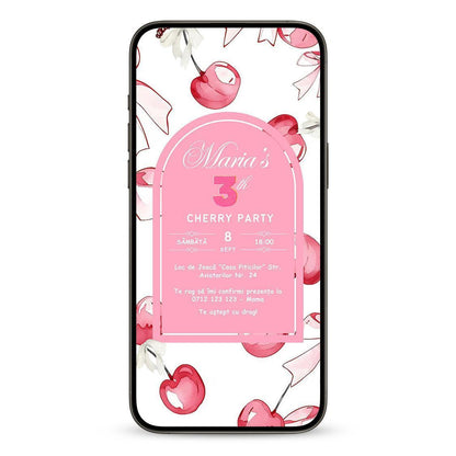 Invitatie Zi De Nastere Cherry Party, Format Digital