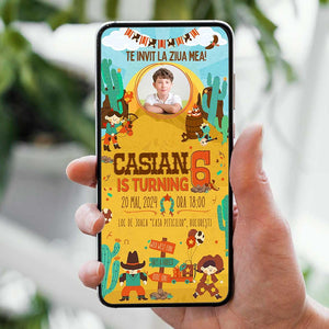 Invitatie Zi de Nastere Cowboy, Format Digital-BalloonEvents.ro