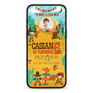 Invitatie Zi de Nastere Cowboy, Format Digital-BalloonEvents.ro