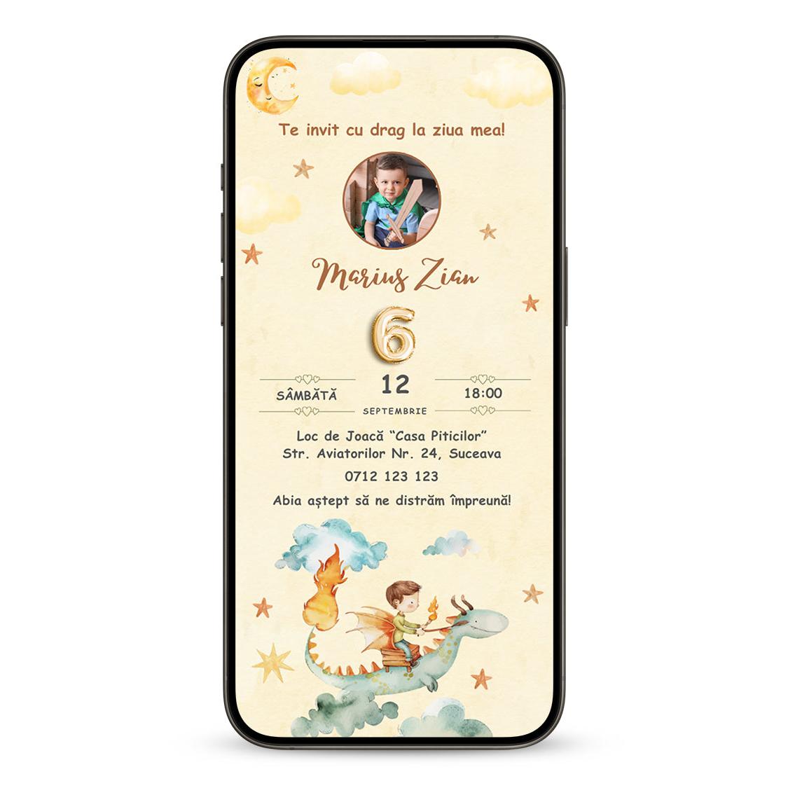 Invitatie Zi De Nastere Dragon Knight, Format Digital-BalloonEvents.ro