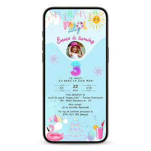 Invitatie Zi De Nastere Electric Pool Party, Format Digital-BalloonEvents.ro