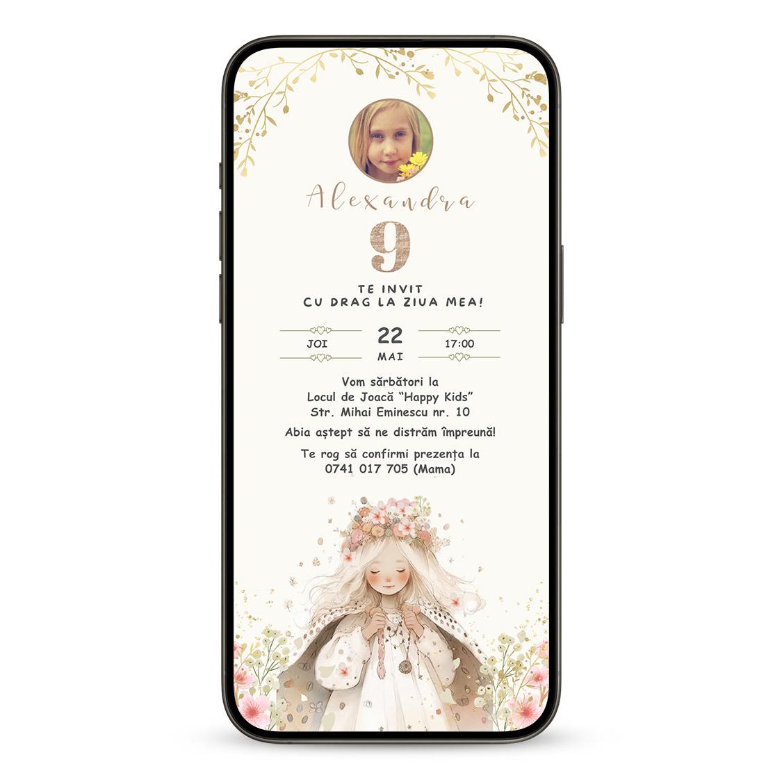 Invitatie Zi De Nastere Elegance, Format Digital