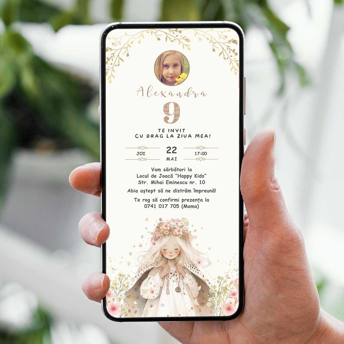 Invitatie Zi De Nastere Elegance, Format Digital