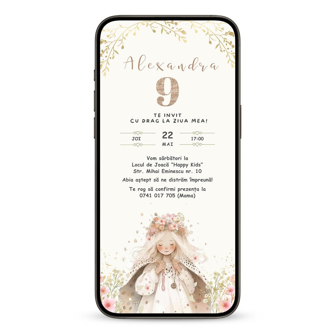 Invitatie Zi De Nastere Elegance, Format Digital