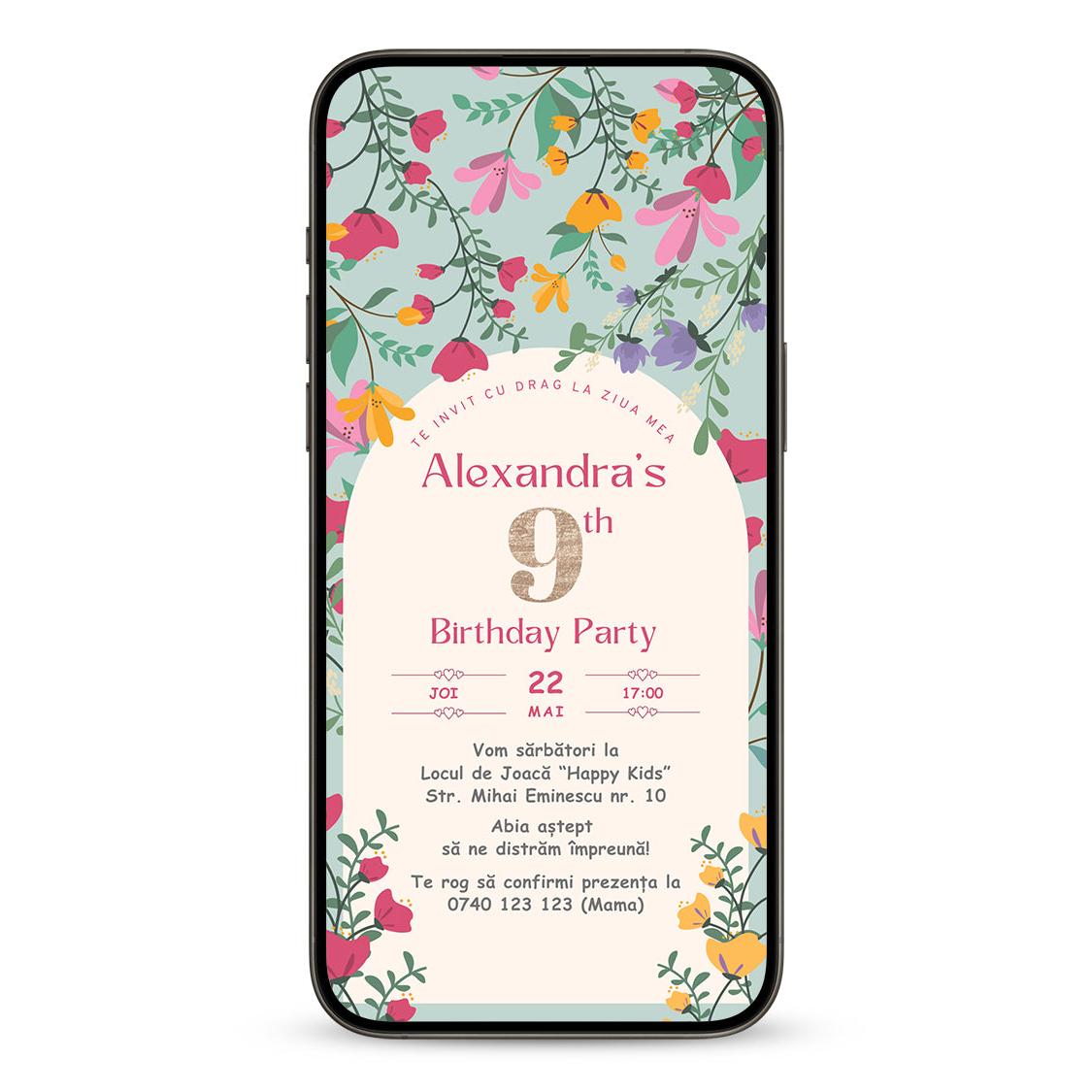 Invitatie Zi De Nastere Elysian, Format Digital