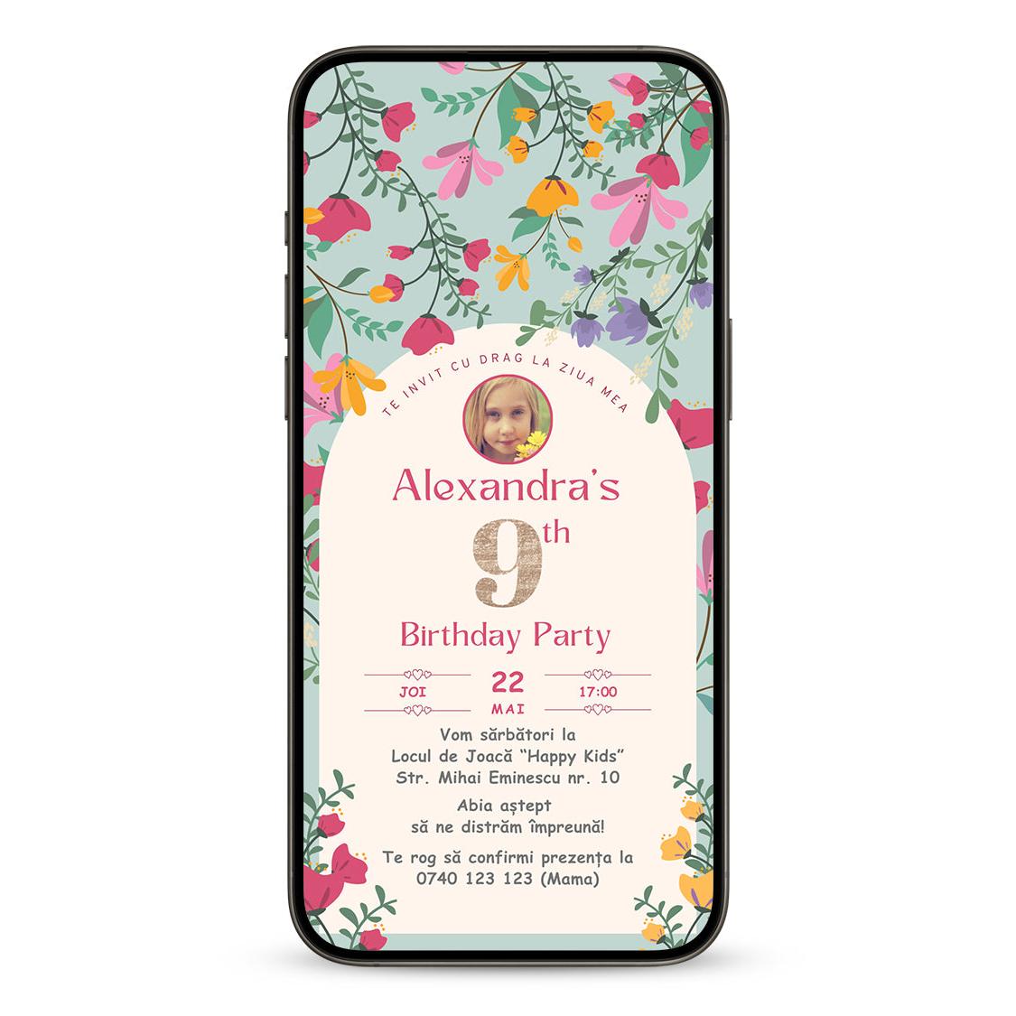 Invitatie Zi De Nastere Elysian, Format Digital-BalloonEvents.ro