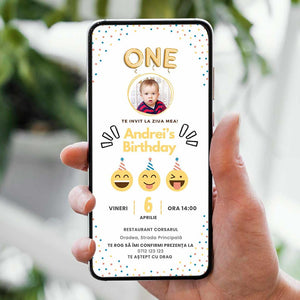 Invitatie Zi De Nastere Emoji, Format Digital-BalloonEvents.ro