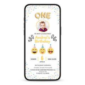 Invitatie Zi De Nastere Emoji, Format Digital-BalloonEvents.ro