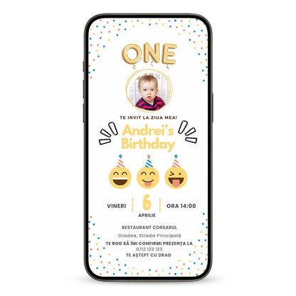 Invitatie Zi De Nastere Emoji, Format Digital-BalloonEvents.ro