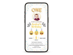 Invitatie Zi De Nastere Emoji, Format Digital-BalloonEvents.ro