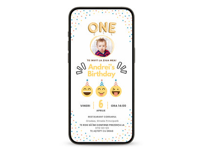 Invitatie Zi De Nastere Emoji, Format Digital