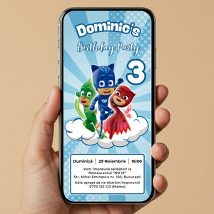 Invitatie Zi De Nastere Eroi in Pijama, Format Digital