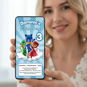 Invitatie Zi De Nastere Eroi in Pijama, Format Digital