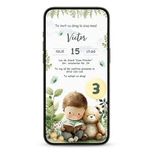 Invitatie Zi de Nastere Eu si Ursuletul, Format Digital-BalloonEvents.ro