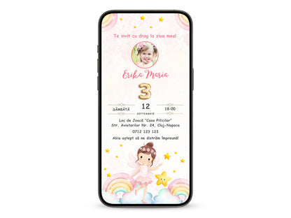 Invitatie Zi De Nastere Fairy Princess, Format Digital-BalloonEvents.ro