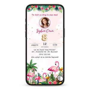 Invitatie Zi De Nastere Flamingo, Format Digital-BalloonEvents.ro