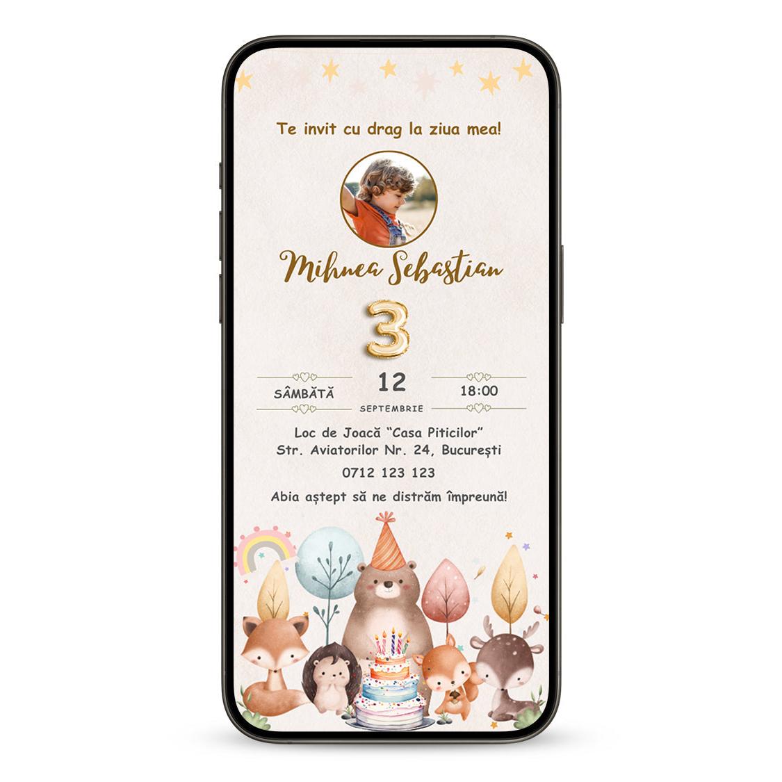 Invitatie Zi De Nastere Forest Friends, Format Digital-BalloonEvents.ro