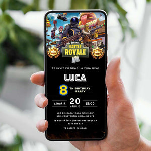 Invitatie Zi de Nastere Fortnite, Format Digital-BalloonEvents.ro