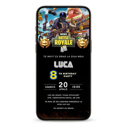 Invitatie Zi de Nastere Fortnite, Format Digital-BalloonEvents.ro