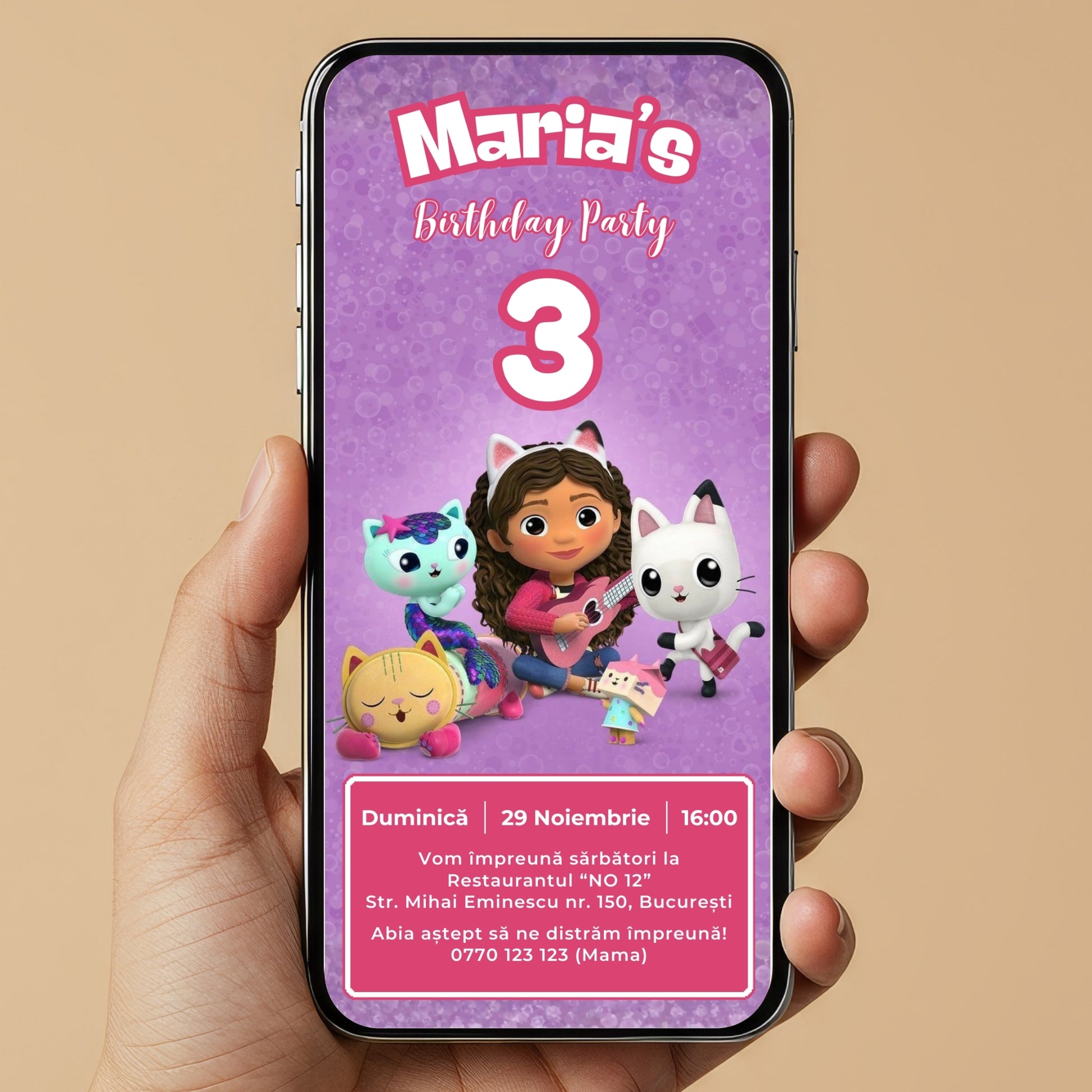 Invitatie Zi De Nastere Gabby's Dollhouse, Format Digital