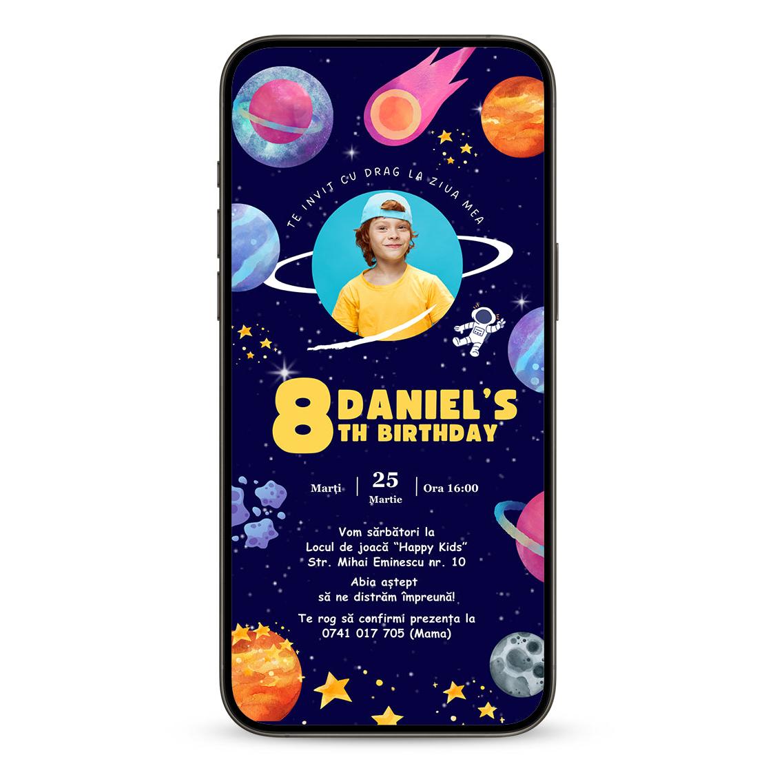 Invitatie Zi de Nastere Galaxy, Format Digital-BalloonEvents.ro