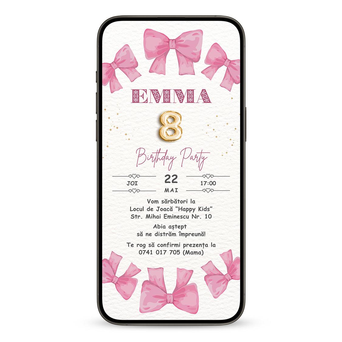 Invitatie Zi De Nastere Grace, Format Digital-BalloonEvents.ro