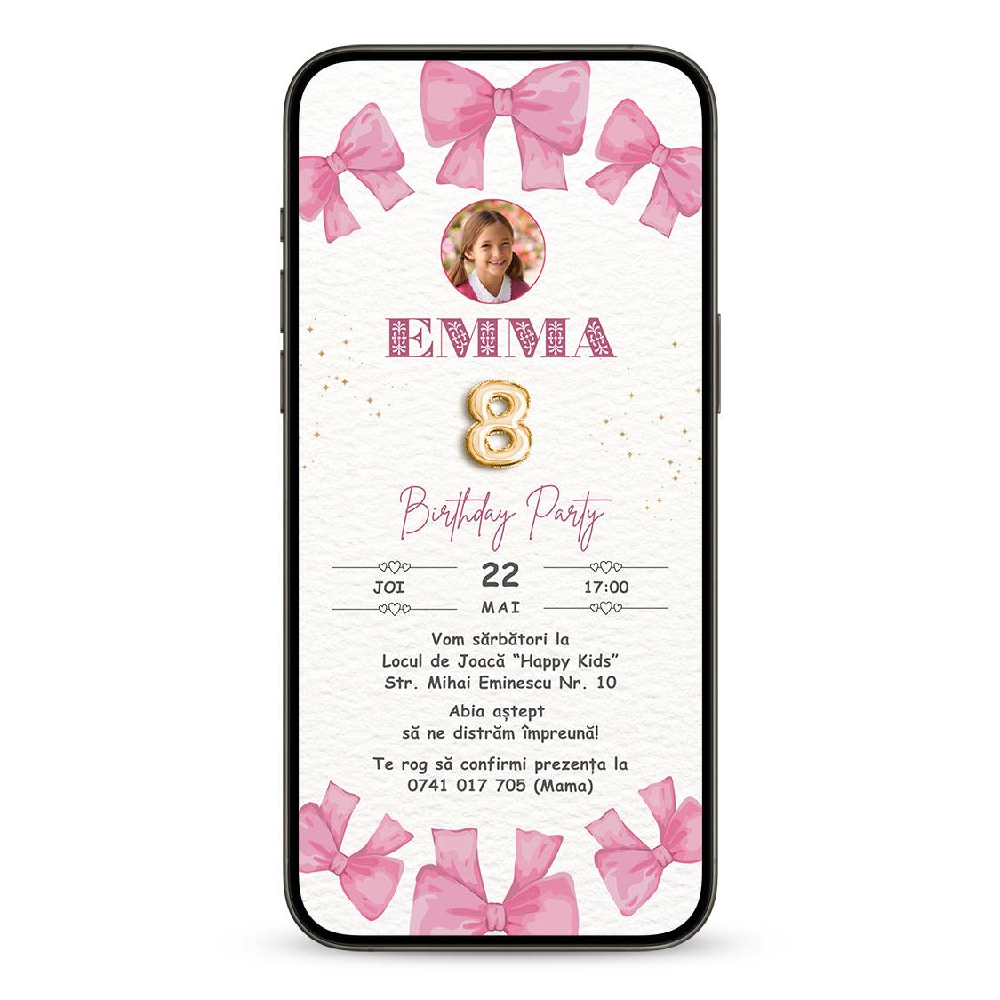 Invitatie Zi De Nastere Grace, Format Digital-BalloonEvents.ro