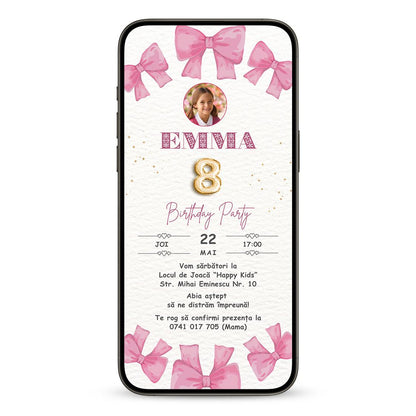 Invitatie Zi De Nastere Grace, Format Digital-BalloonEvents.ro